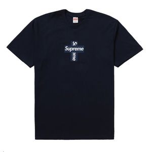 Authentic Supreme Cross Box logo navy tshirt
